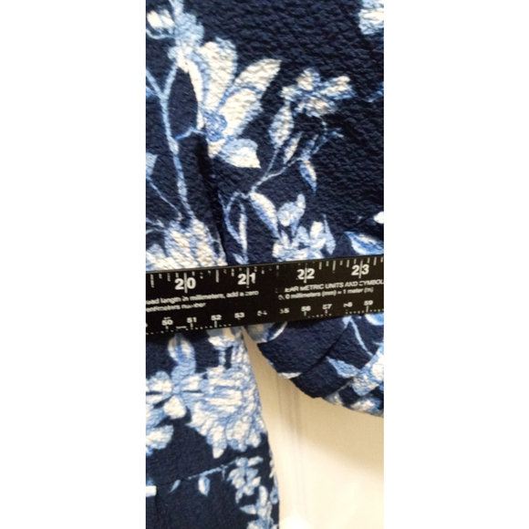 NWT Womens Short Sleeve Dark Floral Babydoll Dress Sz XL Blue Gauze Tiered - Picture 4 of 9